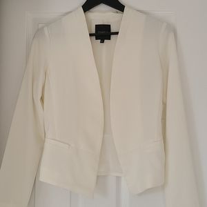 White Blazer with Green Satin Camisole